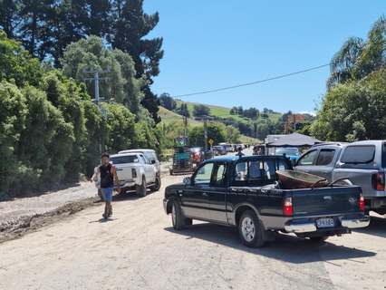 Waiohiki as clean-up efforts were underway on Saturday 18 February