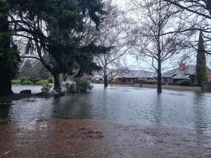 There's flooding behind some homes on Gordon Road in Mosgiel.