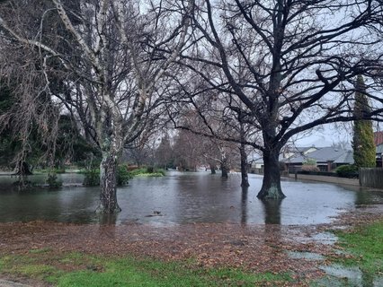 There's flooding behind some homes on Gordon Road in Mosgiel.