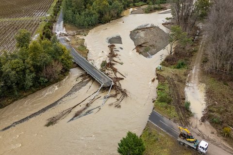 "The damaged Tyntesfield bridge in the Waihopai Valley, Marlborough." by Supplied